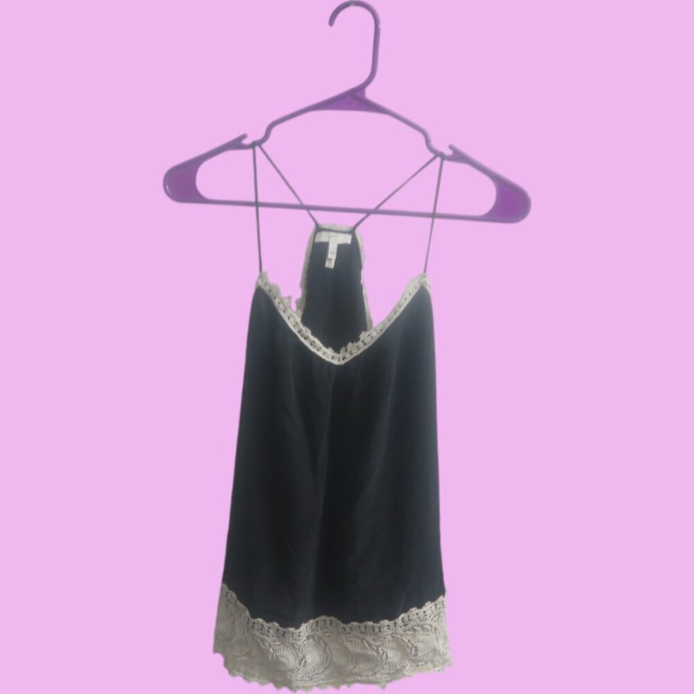 Joie silk lace tank top light weight blouse shirt spaghetti strap in black XXS